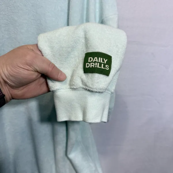 Daily Drills Oversized Crew Neck Terry Cloth Cozy Sweatshirt Surf Green Size M/L - Image 5