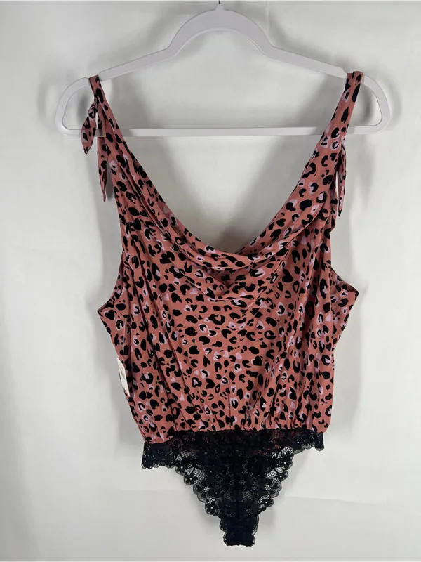 Free People Intimately Bare It All Leopard Bodysuit Rose Combo Size S NWT - Image 11
