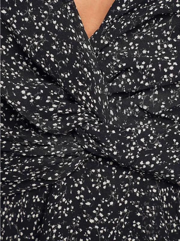Lulu's Black Floral V-Neck Mini Dress. - Image 7