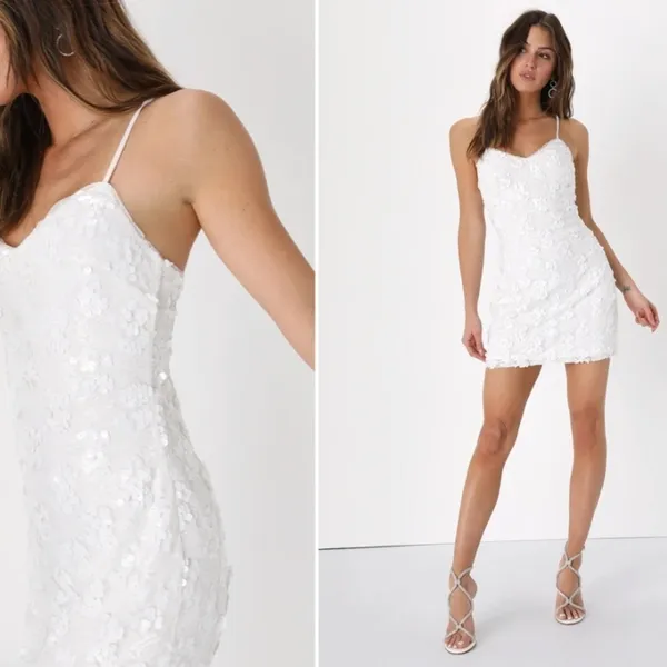 LULU's Chic Bachelorette Engagement Bridal Sexy Chic Sequin Mini Dress - Image 4