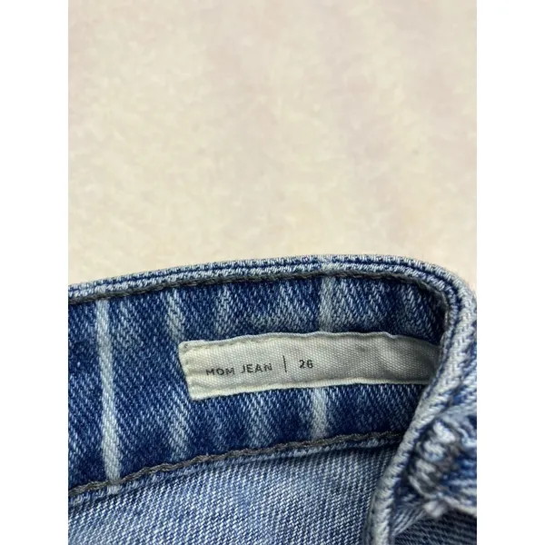 P A C S U N Womens Mom Jeans Blue Pinstripe Size 26 High Waisted Denim‎ - Image 3