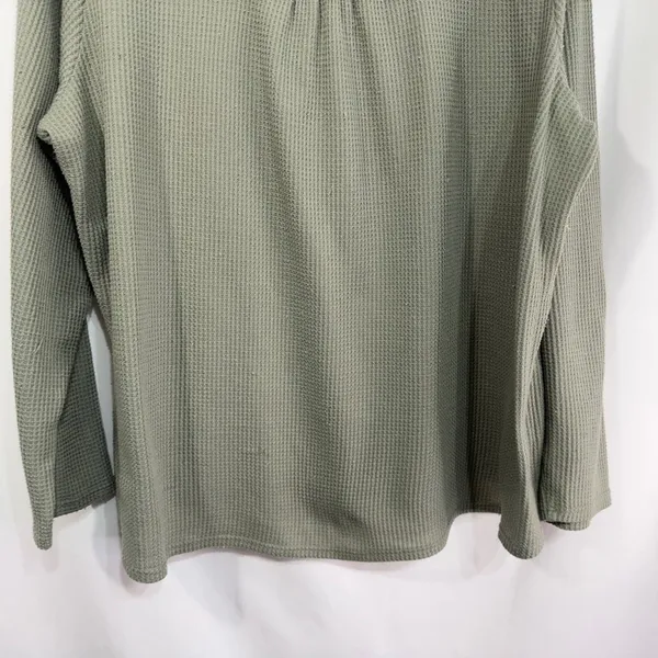 Cato Plus Size 18 20 Top Sage Green‎ Long Sleeve Waffle Knit Thermal Lace 771 - Image 7