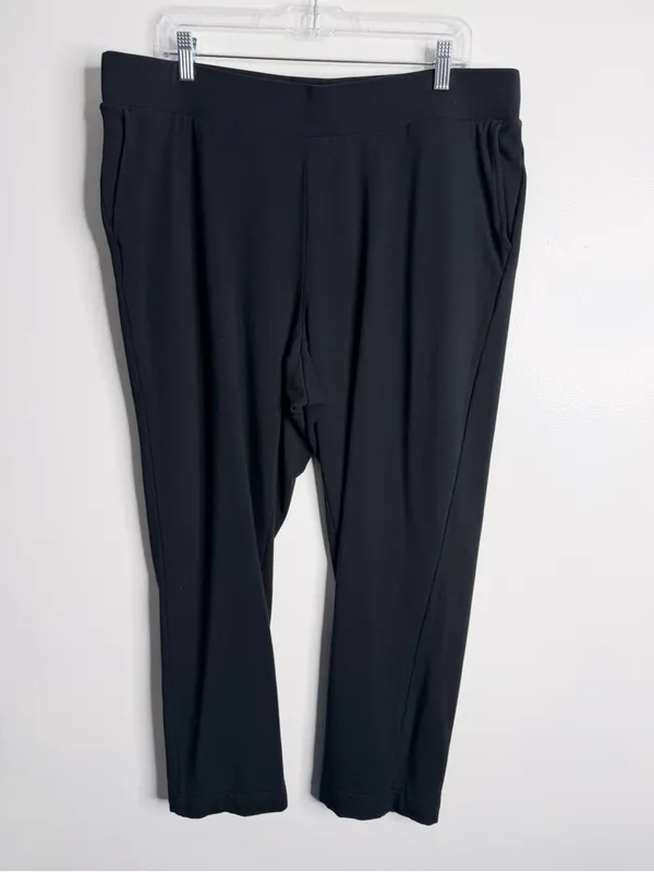 J. Jill Slim Leg Pull On Pants 2X Pockets Black Stretch Minimalist Casual Lounge - Image 2