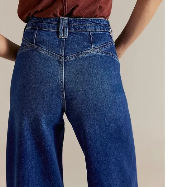 NEW Free People We The Free Blue Night Kellee High Rise Palazzo Wide Leg Jeans - Image 4