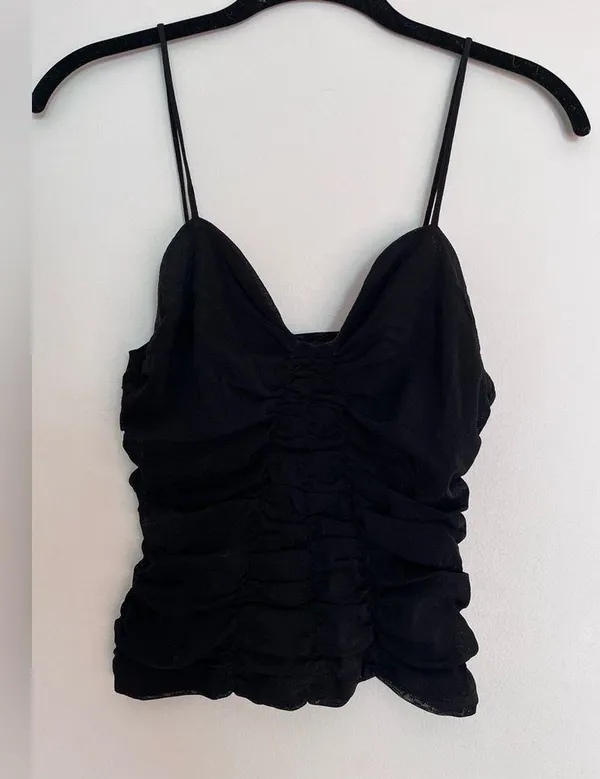 URBAN OUTFITTERS Ruched Sexy Black Tank Top. Women’s Size Medium. Like New! - Image 2