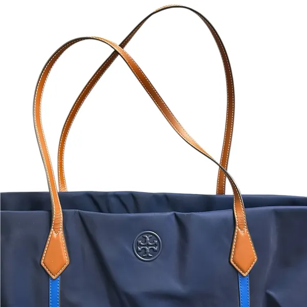 Tory Burch The Perry Overnight Travel Bag Blue Nylon Faux Leather Trim One Size - Image 7