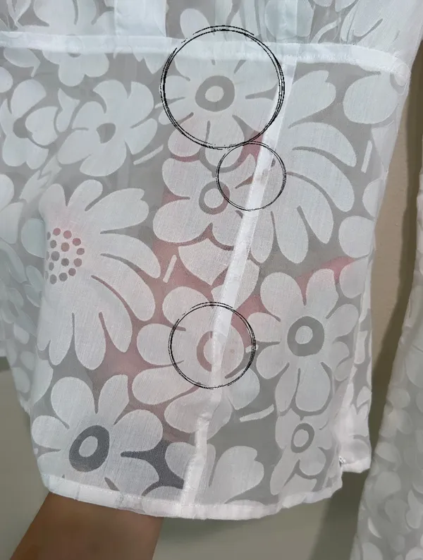 White semi sheer floral long sleeve top - Image 11