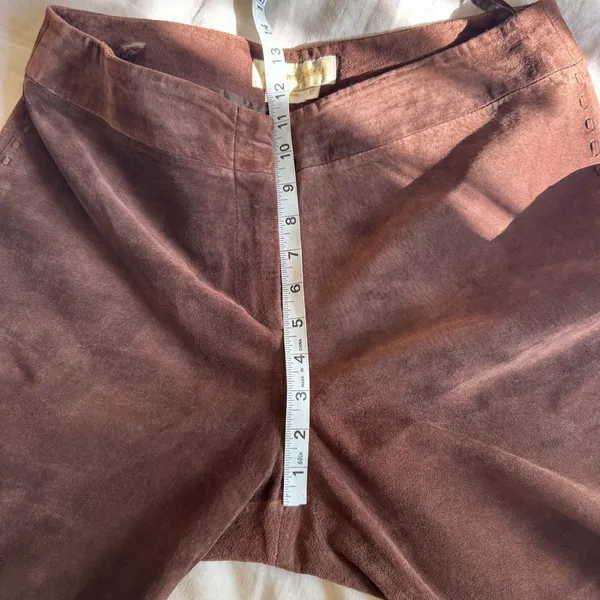 Margaret Godfrey Vintage Western Boho 70s Suede Chocolate Brown Bootcut Pants 12 - Image 10
