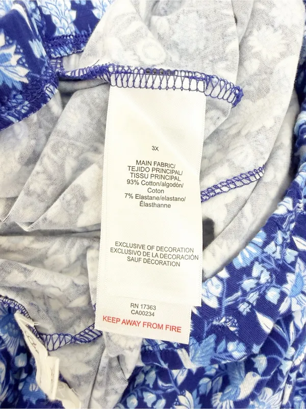 BedHead 3/4 Sleeve Classic PJ Set Bloomscape Blue Bird Floral Cropped Pajama Set - Image 16