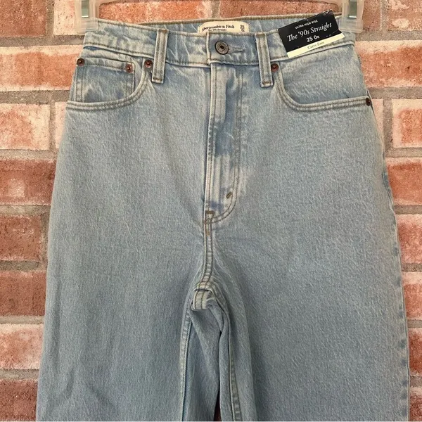Abercrombie Fitch Curve Love Ultra High Rise 90s Straight Jeans Women’s 25 0 NEW - Image 3