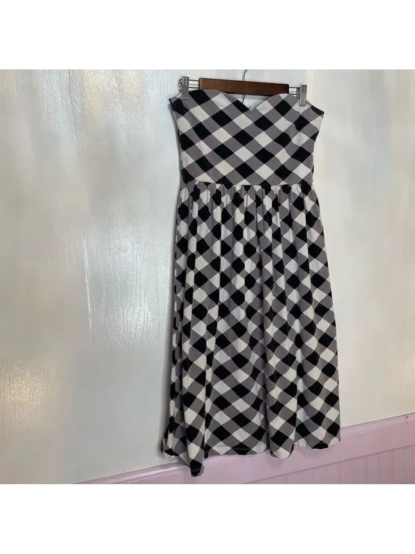 ASOS Buffalo Check Strapless Dress - Image 4