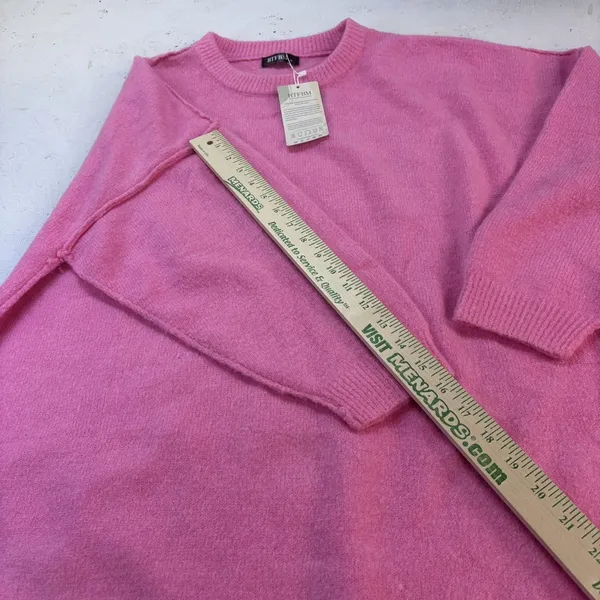 BTFBM Women's M Hot Pink Oversized Knit Sweater Crew Neck Long Sleeve Tunic Fall - Image 12