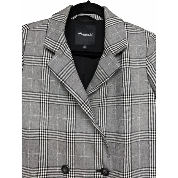 Madewell‎ Caldwell Double-Breasted Oversized Blazer Black/White Plaid Women's XS - Image 3
