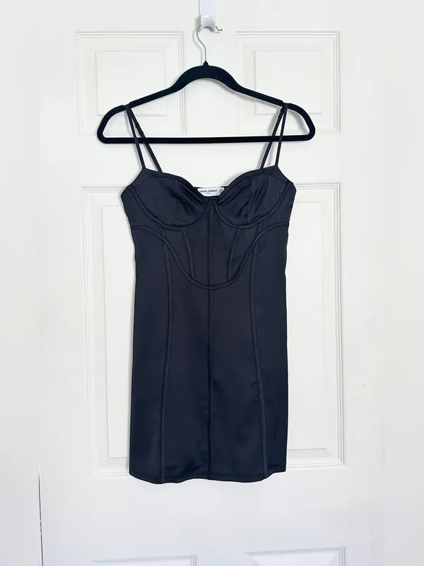 NWT Hollister Social Tourist Satin Corset Mini Dress - Black - XS - Image 4
