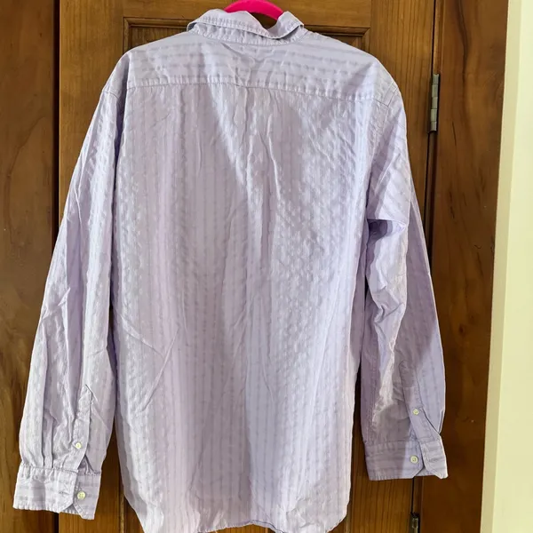 Gap Button Up Shirt Women's Large Lilac Lavender Striped Classic Fit Top - Image 3