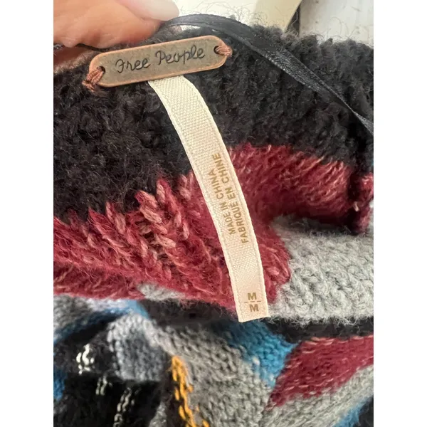 Free People Sweater Womens M Multi Striped Montmartre Knit Boat Neck Winter Wear - Image 7