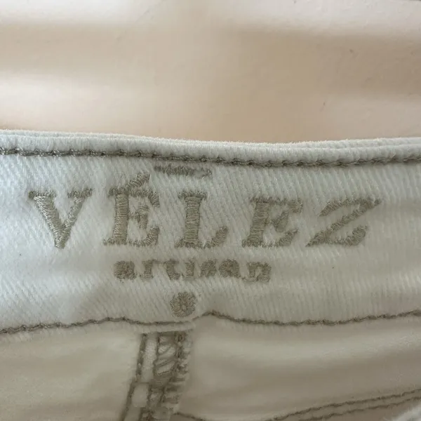 Velez Artisan Wide Leg Jeans Women’s 6 White Y2K Neo Grunge Indie Alt Streetwear - Image 2