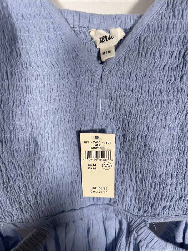 Aerie Womens Smocked Cut Out Mini Dress Blue Medium New With Tags - Image 3