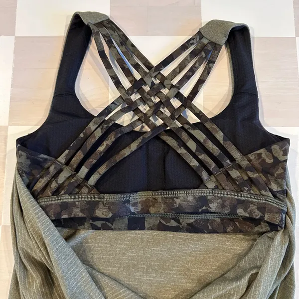 lululemon free to be wild built in bra tank top heathered camo green 4 - Image 6