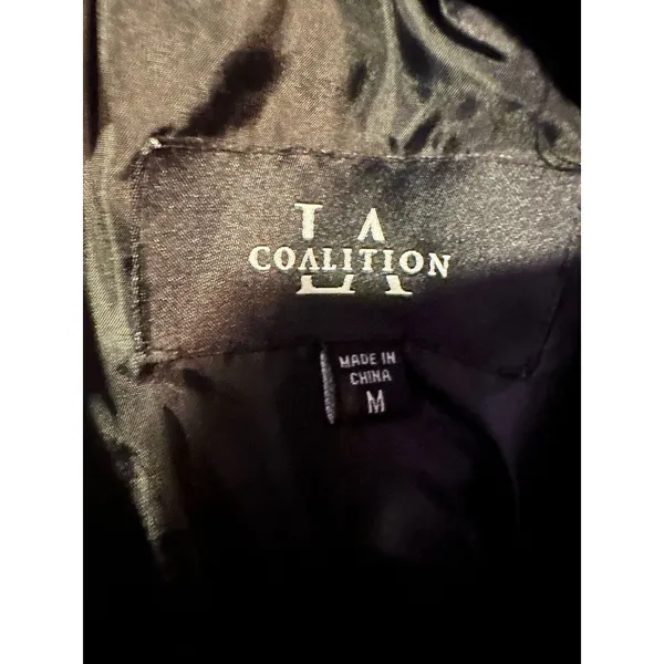Faux Fur Coat Collared Button Close Women's Medium Black/Camel/Ivory MobWife NEW - Image 6