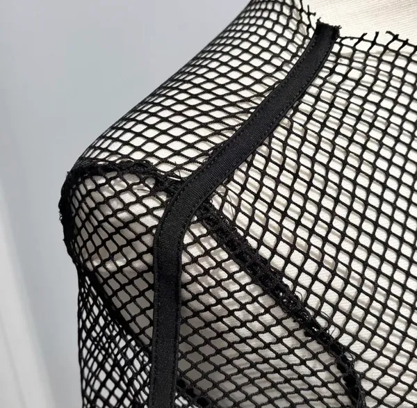 SheIn Black Mesh Punk Rave Mesh Fishnet Zip-up Top - Image 4