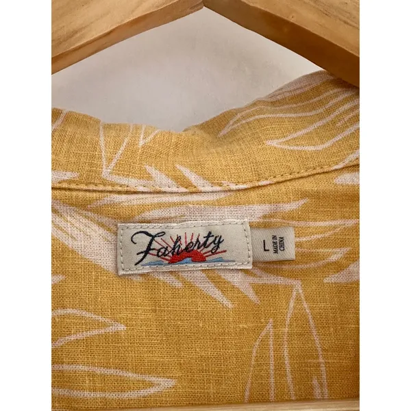 Faherty Hana Dress Palm Leaf Gold Mini Dress Linen Blend Large - Image 4