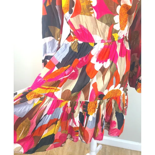 Kaktus Floral Mini Dress Womens Small Multicolor Excellent‎ Embroidered Boho - Image 8