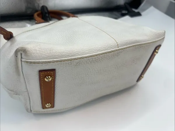 Dooney & Bourke Pebble Grain Domed Satchel White Purse Bag - Image 9