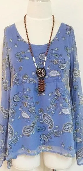 Honey Belle Flared Sleeves Paisley Strappy Too - Image 5