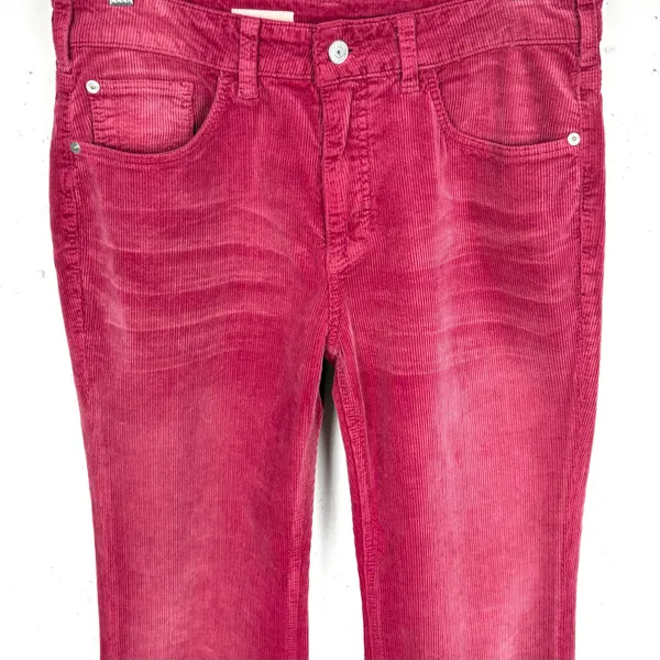 Anthropologie Pilcro Yaya Mid Rise Corduroy Cropped Flare Jeans Pink Rose 29 - Image 11