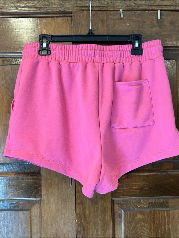 For‎ Love & Lemons Pink Leisure Sweat Shorts French Terry Drawstring Lounge XL - Image 3