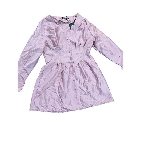Nasty Gal Shimmer over‎ here mini shirt Pink dress sz 10 - Image 6