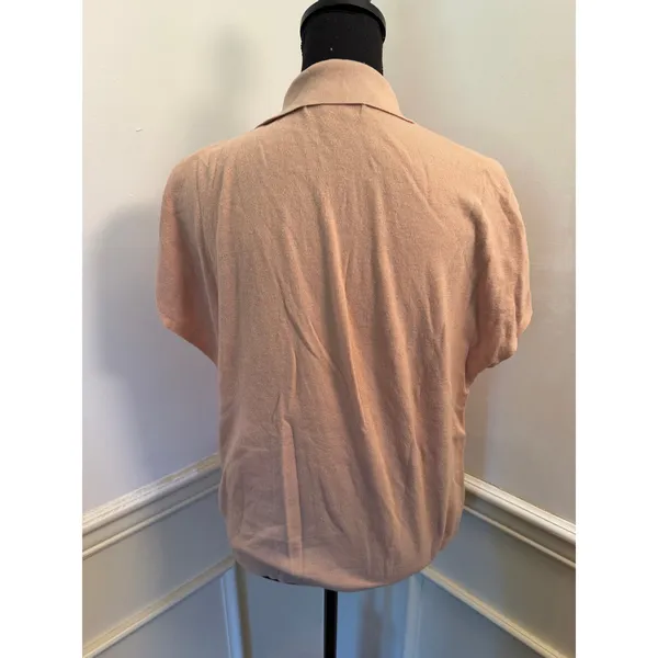 Banana Republic Cap Sleeve Fine-Knit V-Neck Polo Collar Sweater Organic Cotton - Image 5