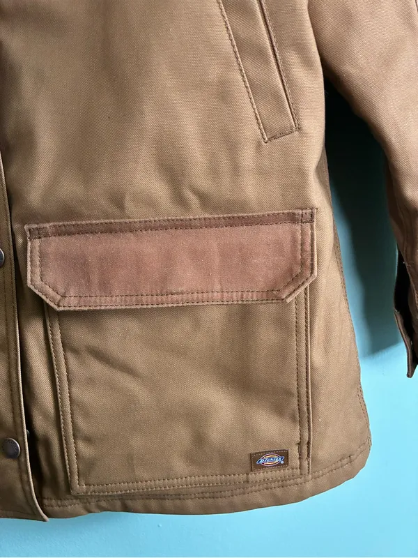 NWT Dickies Women's Brown Waxed Canvas Chore Coat Utility Winter Jacket Sz L - Image 2