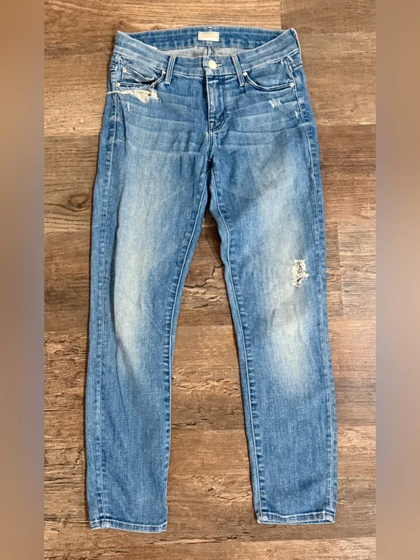MOTHER Women's Straight-Leg Light Blue Denim Jeans - Image 4