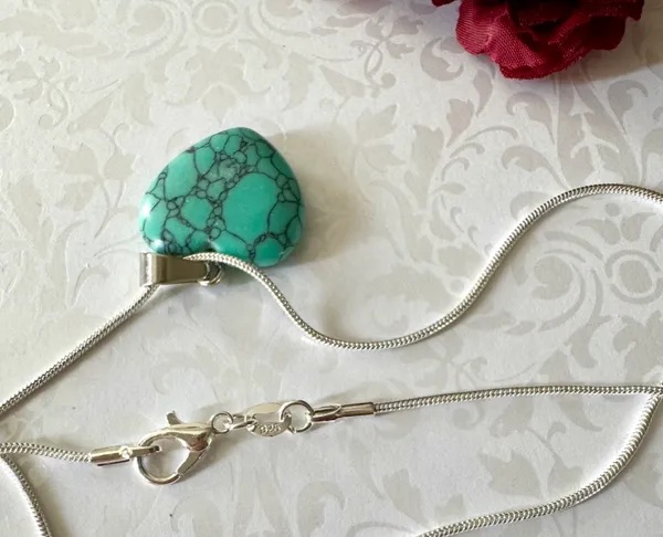 Sterling Silver Turquoise Heart Necklace (459) - Image 3