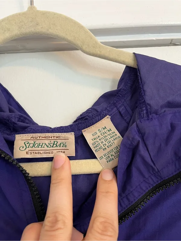 St. John's Bay dark Purple Hooded Windbreaker Y2K pockets - Image 2