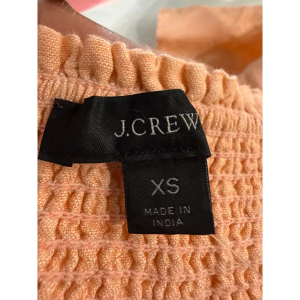 J.Crew Womens Linen Smocked Tube Top Mini Skirt Peach BG546‎ XS New - Image 5