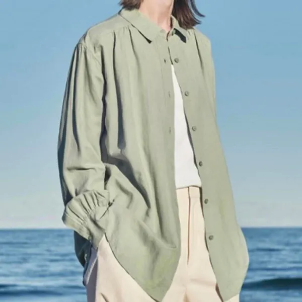 Uniqlo Linen Blend Oversized Shirt Button Up Off White NWT XS - Image 8