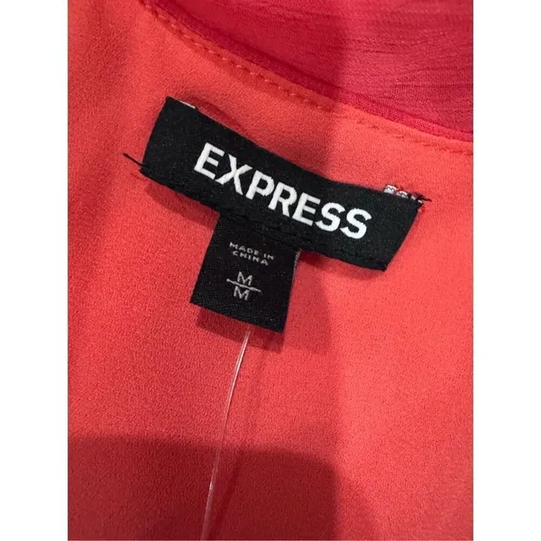 Express Womens coral Chiffon Maxi Dress V-Neck Smocked Waist Flutter Sleeve Med - Image 7