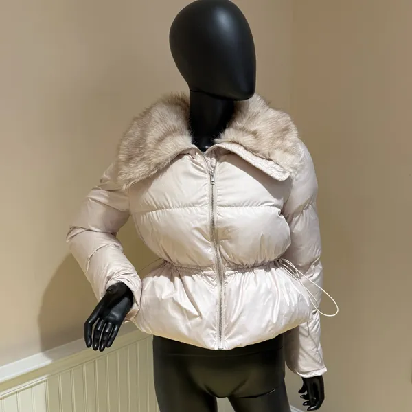Winter Jacket Short Jacket Coat Trench Overcoat Parka Puffer Fur Collar Bomber - Image 3