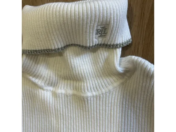 Lauren Ralph Lauren Women's White Rib Knit Preppy Turtleneck Classic Sweater M - Image 2