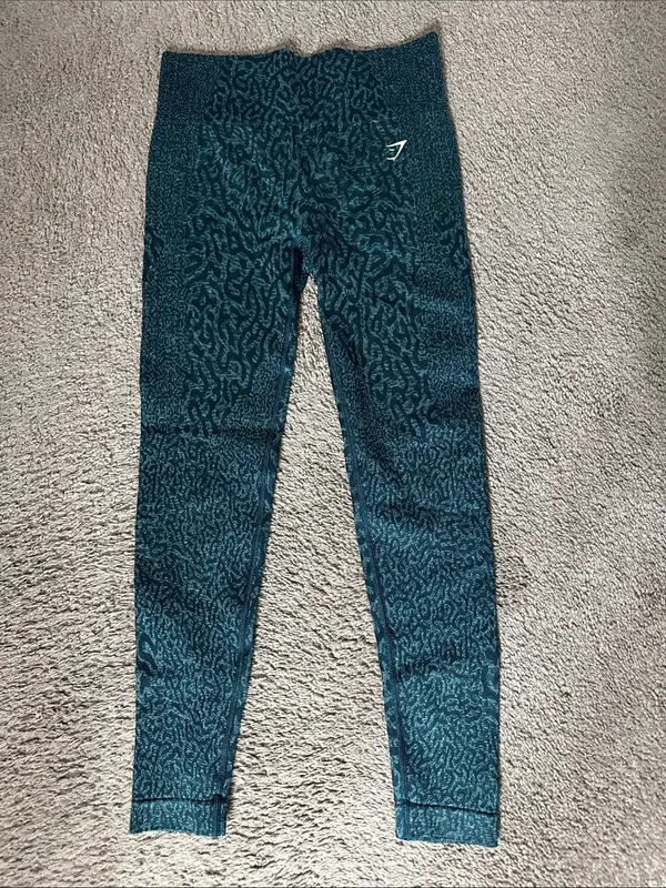 Gymshark Vital Seamless Teal Patterned Leggings - Image 2