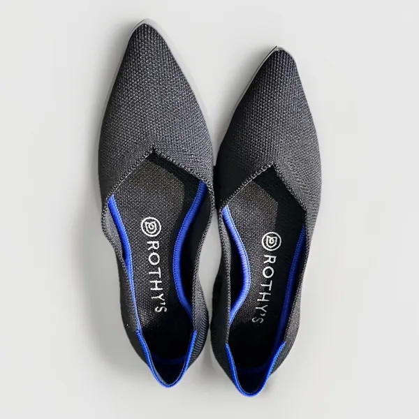 Rothy's The Point Black Solid Flat Slip On Shoes Size 7 EUC - Image 3