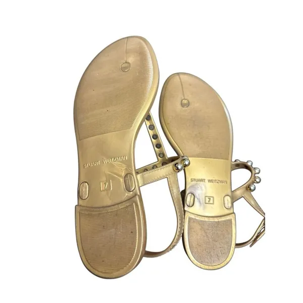 Stuart Weitzman Sandals Womens Pearl Jelly Thong Flats Size 7 - Image 5
