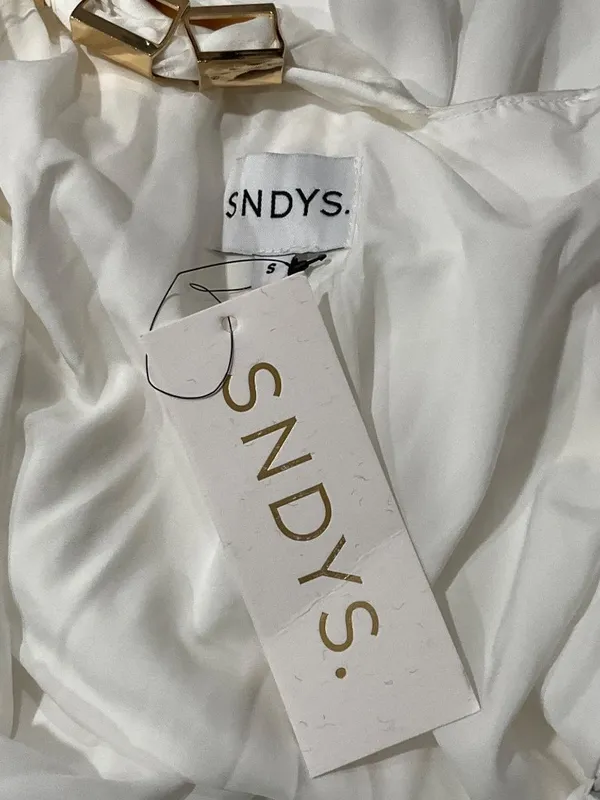 SNDYS Nixie Mini Dress in White Small New Womens Satin Open Back - Image 9
