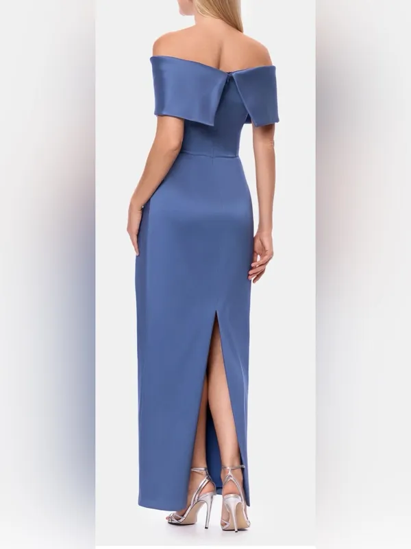 NEW Betsy & Adam Off the Shoulder Mikado Dark Slate Gown Sz 10 - Image 2