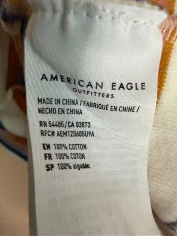 American Eagle Outfitters White Tank Top with Mustard & Navy Stripes - Image 5