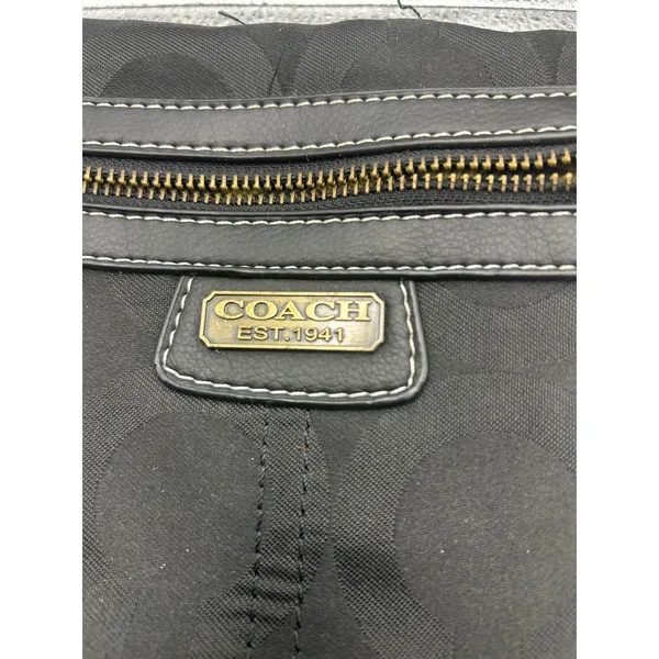 Coach Black Signature Jacquard Small Crossbody Bag Messenger‎ Front Zip Pocket - Image 2