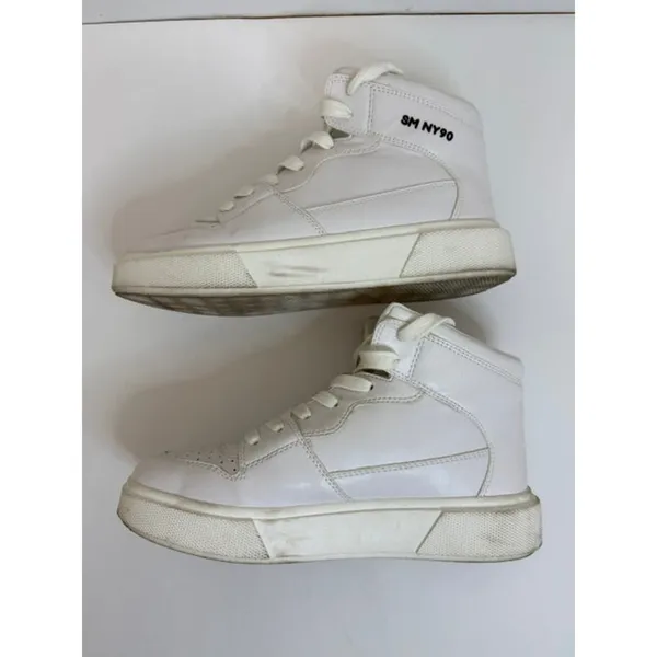 Steve Madden SM NY90 High Top Sneakers White Black Sz10 - Image 5